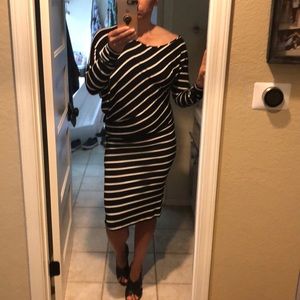 Bodycon dress. Black and white stripe. Worn once